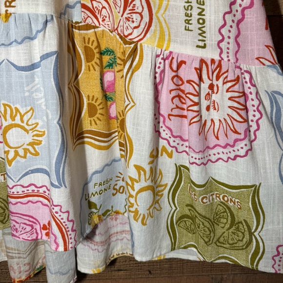 Paper Heart Les Citrons Maxi Dress Small Linen Coastal Chic Amalfi Euro Summer - Picture 9 of 12